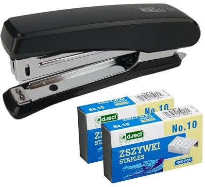 D.RECT 5220 Heftgerät mit 2.000 Heftklammern, Hefter 10 Blatt, Tacker für Büro, farbig sortiert