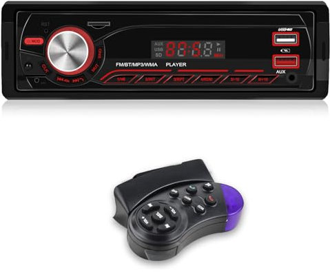 NHOPEEW Radio Coche 1 DIN - Radio de Coche con Doble Bluetooth 5.1 - FM Radio para Coche Recevier Soporte Marquesina Luz de Colores - Control del Volante/U Disk/AUX in/TF Card Play