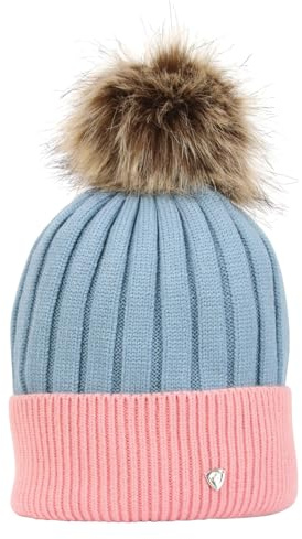 HY EQUESTRIAN Synergy Luxury Bobble Hat- Aqua/Rose - One Size