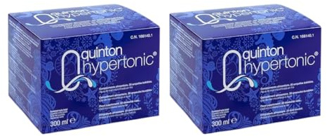 Quinton Hypertonic (Twin Pack) - 100% Natural Hypertonic Seawater, with Magnesium and Micronutrients, 60 Drinkable Ampoules of 10 ml