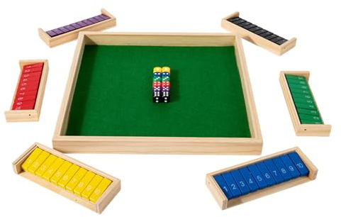 JIEBWCHA Close The Box - Würfelspiel Mit Holzbrett | Tragbares Interaktives Gesellschaftsspiel Für Familienabend Campingausflüge Teamspiele Und Geselligkeit