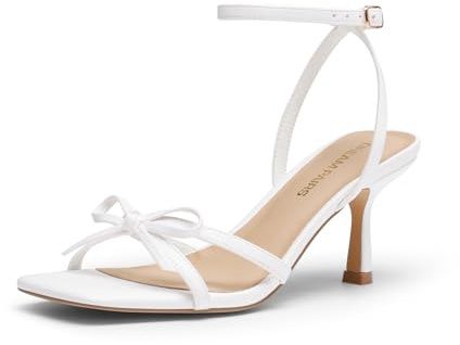 DREAM PAIRS Damen-Absatzschuhe mit Schleife,Weiss,40