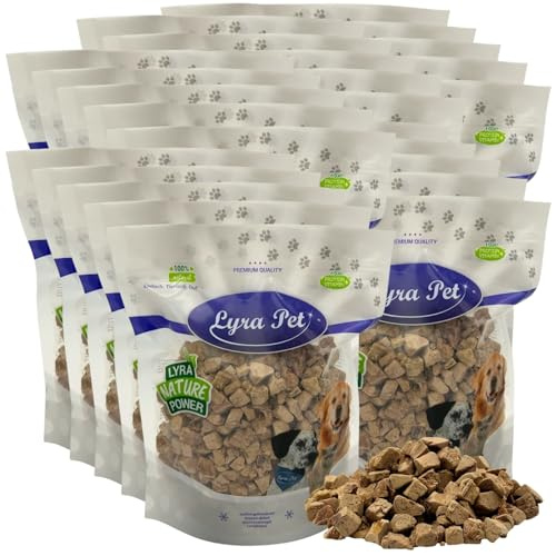 Lyra Pet® 5 kg (25x200 g) Entenleberwürfel gefriergetrocknet | Snack von Ente für Hund & Katze | Getreidefreies & nährstoffreiches Leckerli | Auch für Kitten, Welpen & Senioren | Proteinreiches Futter