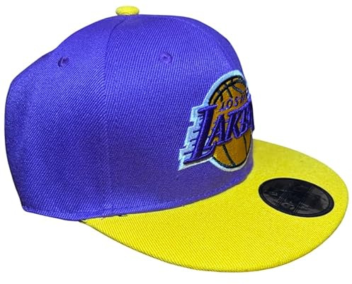 Generico Cappello Laker Basket frontino Giallo Testa Viola con Logo Pallacanestro Uomo Donna Bambino Accessorio Zaino Portachiavi Fan Idea Regalo