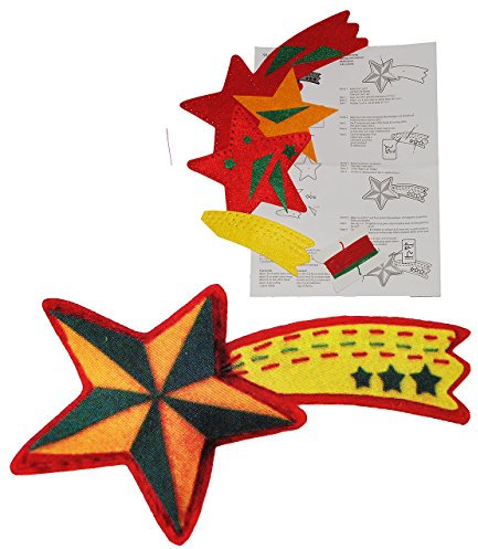 alles-meine.de GmbH Bastelset: Weihnachtsstern/Sternschnuppe - Kleiner Filz Stern zum Sticken, Nähen per Hand - Weihnachten Filz - Handarbeiten Filz Nähen Handarbeit - für Kind..