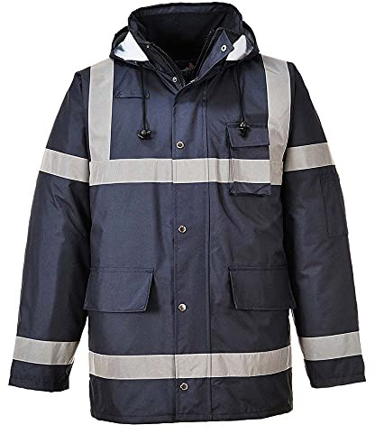 Portwest S433 Iona Lite Traffic Jacket Long Sleeve Thermal Hooded | Navy, X Large, EN 17353, EN 343 Class 3:1, EN 342, 300D Oxford Polyester, Inner Ribbed Cuffs, Internal Chest Pocket