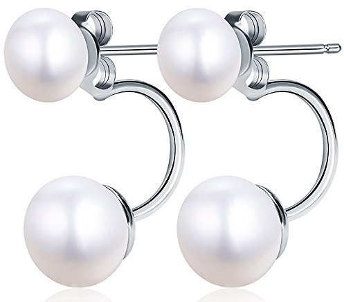 Kim Johanson Damen Doppel Perlenohrringe July aus 925 Sterling Silber mit echten Süßwasser Perlen Ohrstecker Perle inkl. Schmuckbeutel