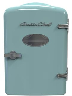 RCA RMIS129-BLUE Mini Retro Getränke-Kühlschrank für 6 Dosen, Blau