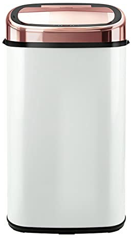 Tower T80904RW Kitchen Bin with Sensor Lid, Automatic Soft-Close, Manual Override, 58 Litre, White and Rose Gold