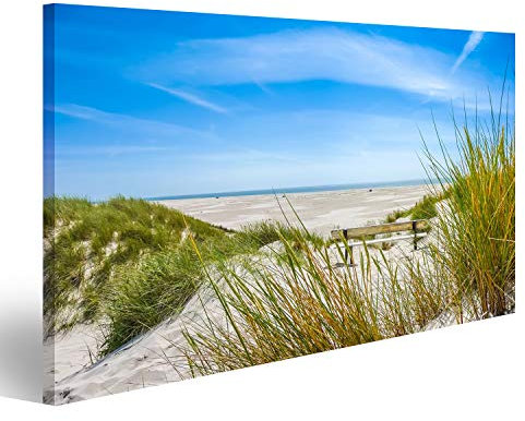 Bild Bilder auf Leinwand schöne Dünenlandschaft und langer Strand auf der Insel von amrum in Nordsee schleswig holstein Wandbild, Poster, Leinwandbild NBZ