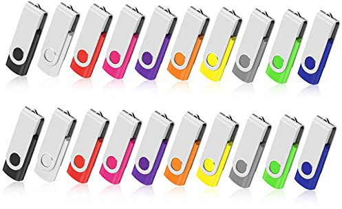 USB Stick, AreTop Memory Stick 8GB 20 Pack, Flash Drive 2.0 Swivel Thum Drive with Lanyard and LED Indicator, USB Flash Drive for PC/Laptop/Tablet Data Storage