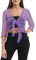 Love My Fashions® Women’s Fish Net Knitted Tie Up Bolero Shrug Top Ladies 3/4 Sleeve One Size Fits All Lilac