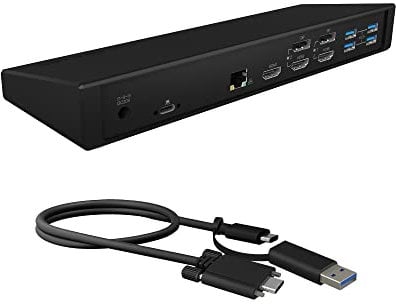 ICY BOX USB-C Docking Station (14-in-1) für 3 Monitore (3x HDMI & 2x DP), 5K 30Hz | 4K 60Hz, 6-fach USB 3.0 HUB, 60W Power Delivery, Gigabit Ethernet, Audio, IB-DK2244AC