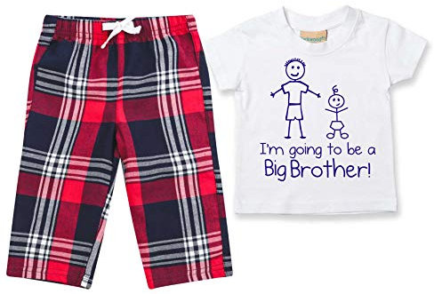 60 Second Makeover Limited I'm Going To Be A Big Brother Pyjamas Children Tartan Trouser Bottoms Pyjama Set Big Brother Family Matching Twinning