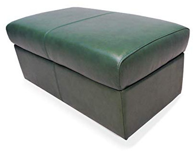 Quattro Meble Grüner Echtleder Hocker aufklappbar mit Stauraum Sitzhocker Rindsleder Sitzwürfel 90x55 Fußhocker Polsterhocker Puff grünes Glanz Echt Leder Antique H-5 Green