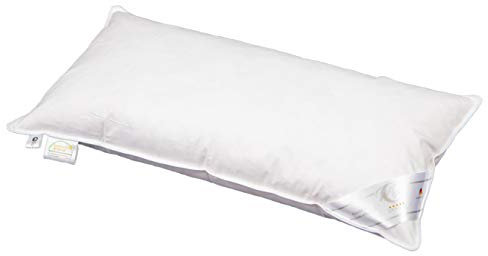 Moon Luxury Gänsefeder Kopfkissen Kissen 90% Feder 10% Daune deutsches Qualitätsprodukt Traumpass Zertifiziert (40x80 750g extra fest)