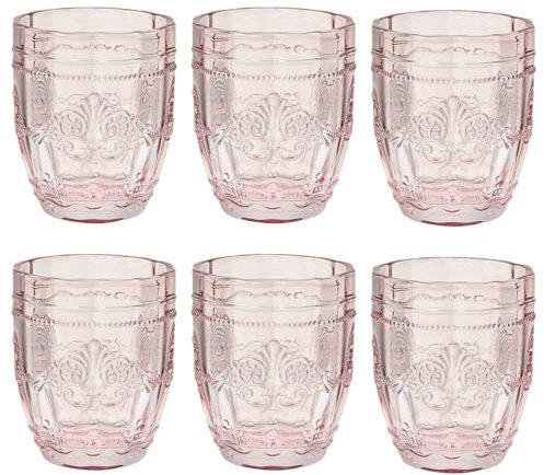 BUTLERS Trinkgläser 6er Set 250ml -VICTORIAN- Wassergläser in Vintage Design | Retro Gläser in bunten Farben mit Prägung | spülmaschinenfestes Trinkgeschirr ideal für Wasser, Saft, Cocktails