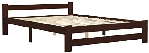 vidaXL Kiefernholz Massiv Bettgestell Holzbett Futonbett Bett Doppelbett Massivholzbett Bettrahmen Lattenrost Schlafzimmerbett Dunkelbraun 180x200cm