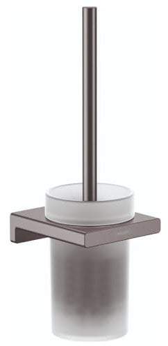 hansgrohe AddStoris - Toilettenbürste mit Halter, Toilettenbüstenhalter für Wandmontage, WC-Bürste mit Halter, verdeckte Befestigung, Badezimmer Zubehör, Brushed Black Chrome, 41752340