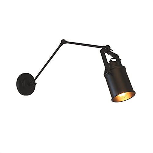 E27 Industrielle Vintage Wandleuchte Ausziehbar Langarm Retro Wandlampe Verstellbar schwenkbar Langen Arm Wand Lampe Einstellbare Rustikale Metall Wandstrahler Schlafzimmer Nachttisch lesen lampe