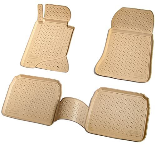 Recambo 3D Gummi Fußmatten kompatibel für Mercedes E-Klasse | W124 | S124 BJ 1984-1997 | Auto Gummimatten | Passgenau | mit Rand | beige