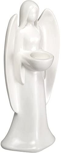 Deko Engel I Teelicht I Keramik I Teelichter I Kerzenständer I Weihnachtsdeko I Dekoration Weihnachten I große Figur (40 cm weiß)