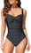 WIN.MAX One Piece Swimming Costume Tummy Control Swimsuit Ruched Padded Swimwear, Plus Size Bathing Suits for Women Vintage Push Up Monokinis for C to DD Cup(BD,UK12)
