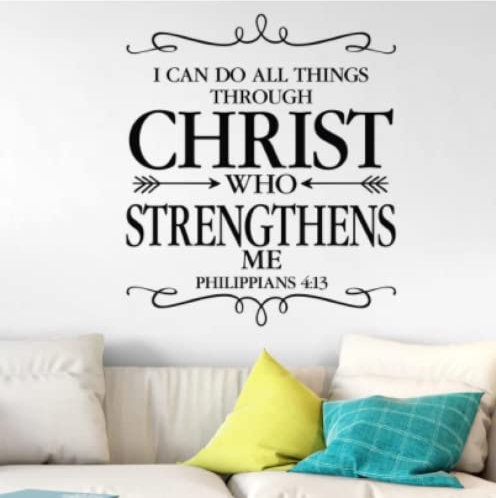 Philippians 4:13 I can do all things through Christ Wall Sticker Bible Verse Prayer Arrows Wall Decal Living Room Decor42X37CM