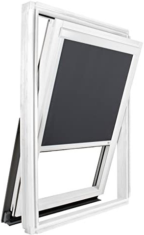 Store Compatible pour fenêtre Velux ® Occultant Uni ossature Blanche Code Dimension GGL/GGU/GHL/GFL/GHU/GPU/GRL (CK02, Gris Anthracite)