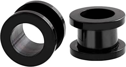 ANAZOZ Écarteur Oreille Piercing Tunnel Acier Inoxydable Bouchon Noir, Piercings Oreilles Lobe 2PCS Unisexe Fantaisie