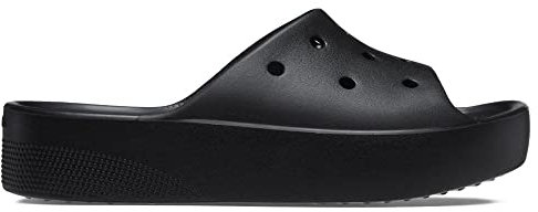 Crocs Femme Classic Slide | Platform Sandals, Black, 37 EU