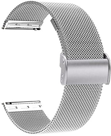 Microwear Edelstahl-Armband 20mm für Smartwatch,Metall-Mesh Armband mit Schnellverschluss,Längenanpassung ohne Werkzeug