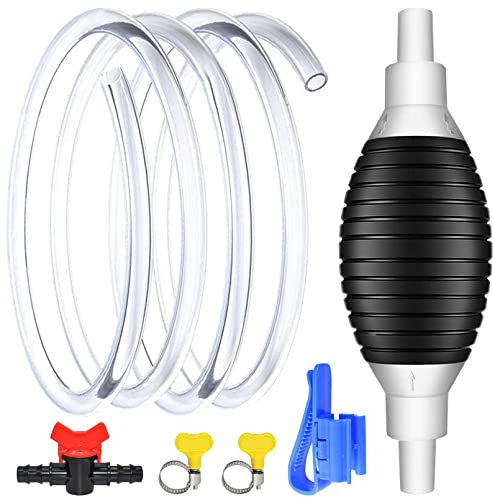 Pompe à Main Essence avec 3 Meter Tuyau, Pompe Manuelle Transfert de Liquide, Pompe de Transfert Carburant Manuelle, Pompe Siphon Manuelle pour Essence Gaz Diesel Huile Eau Réservoir de Poissons