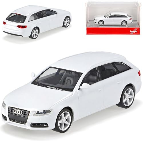 A*U*D*I A4 B8 Avant Kombi Weiss 2007-2015 H0 1/87 Herpa Modell Auto mit individiuellem Wunschkennzeichen