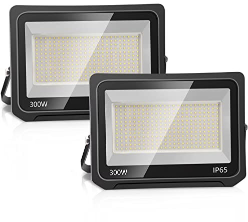 loyal 2er 300W 30000LM LED Strahler Außen, 6000K Kaltweiß LED Fluter Flutlicht, IP65 Wasserdicht LED Außenstrahler, Superhell Innen- und Außenleuchten LED für Gärten Garage Hinterhof Flur