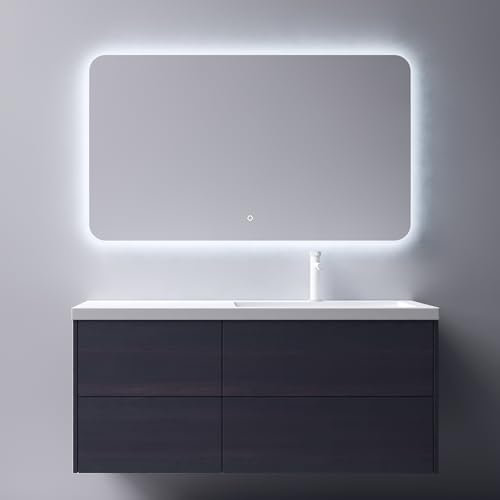 Mai & Mai Badmöbelset 120cm Dunkelgrau Moment Waschbecken mit Unterschrank Waschtisch 4 Schubladen Badezimmer Waschbeckenunterschrank Badezimmermöbel