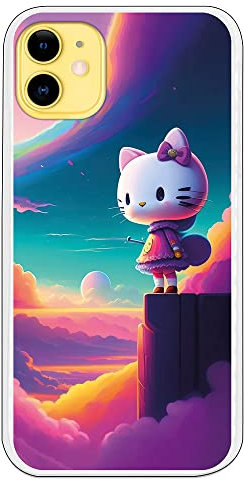 Personalaizer Hello Kitty Schutzhülle für iPhone 11, transparent, kratzfest, leicht, originell, kompatibel mit kabellosem Laden