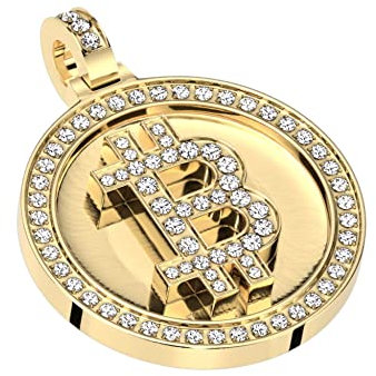 Treuheld® Goldener Bitcoin Ketten-Anhänger mit vielen Kristallen