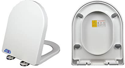 Replacement Soft Close Toilet Seats D Shape, Small Toilet Seat U Shaped D Shape Bowl Compact Tiny Design Water Closet Easy Install, (W 335mm L 410-450mm),9013