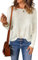 Aleumdr Women Solid Jumpers Women's O Neck Long Sleeve Knitted Sweater Lightweight Loose Ladies Pullover Knit Top for Women A White M