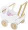 Erst-Holz Weißer Holzpuppenwagen Retro-Puppenwagen als Lauflernhilfe 95-001
