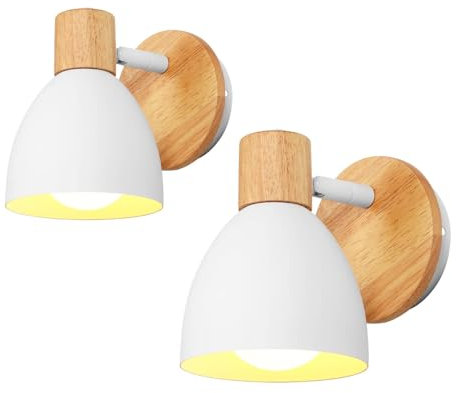 WOTTES Wandleuchten, Vintage Wall Lamp, Modern Wall Lamp E27, Geeignet Für Das Wohnzimmer, Die Küche, Das Schlafzimmer, Den Flur, Das Esszimmer.(2pck Weiß)