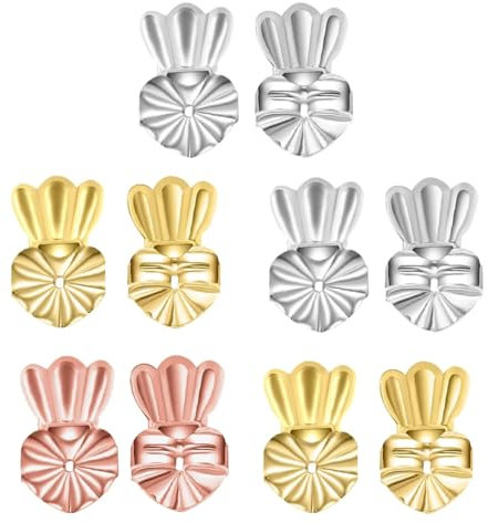 Voarge Hypoallergene Ohrringe Earring Backs Lifters Verschlüsse Hypoallergene Verstellbare Ohrbügel Earring Back Support Lift Ohrringe für fallende Ohren (5 Paar)