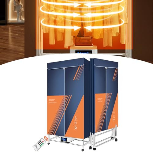 Ddasam Secadora portatil Ropa,tendedero secador de Ropa electrico Capacidad de 30kg, Temporizador de 240 Min y Función de Calefacción PTC, Reducción de Ruido