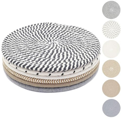 KITLAB Sottopentola da 20,3 cm per piatti caldi, pentole calde e padelle, sottobicchiere spesso resistente al calore, tappetini riscaldanti multifunzionali per tavolo e piano di lavoro, 6 pezzi