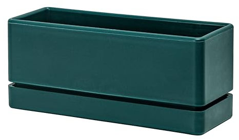 D'vine Dev 30,5 cm Fensterkasten Pflanzgefäß Rechteck Kunststoff Kräuter Pflanzgefäß mit Drainagelöchern und Untersetzer Indoor Sukkulenten Kaktus Gemüsetopf für Fensterbank Garten Balkon Grün 1er Set