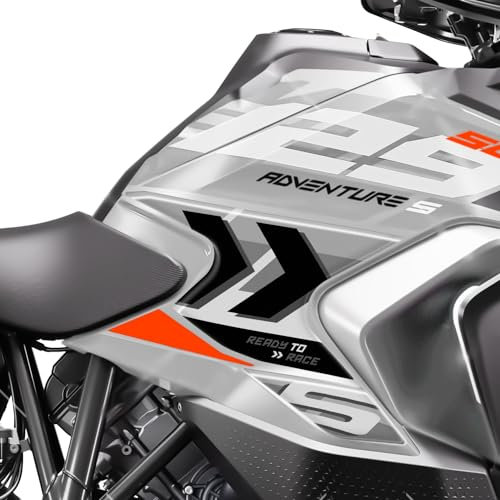 AZgraphishop Seitliche Tankpads aus Kunstharz, 3D, kompatibel mit KTM 1290 Super Adventure S 2023 L-167 (Silber)