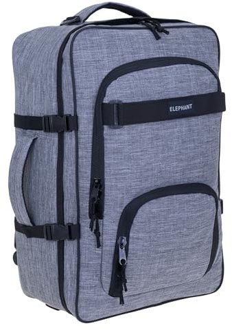 Elephant Rucksack Handgepäck Reise Fly 42 L Laptop Fach 13029 Hellgrau | Herren Damen Travel Daypack Kabinenrucksack Kabinengepäck Reiserucksack Weekend Zug groß viel Stauraum