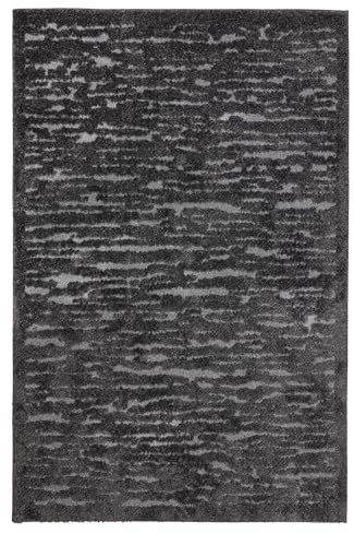 Tesso Living Weicher Hochflor Teppich im Vintage-Look – 160 x 220 cm – Grau Shaggy-Design mit 3D-Linienmuster – Boho & Scandi Stil – ideal für Wohnzimmer & Schlafzimmer