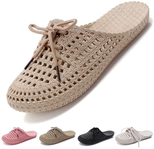 VEXITO Chausson Claquette Femme Été Sabots Sandales Pantoufle Plastique Chaussure Antiderapante Legere Réglable Souple Jardin Douche Bride Piscine Mer Bain Plage Beige Pointure 42 43 /260mm